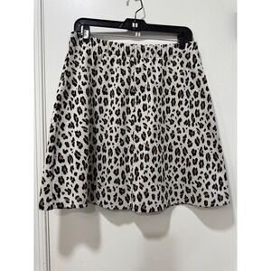 LOFT Animal Print Mini‎ Skirt Women's M Cream Brown Elastic Waist
